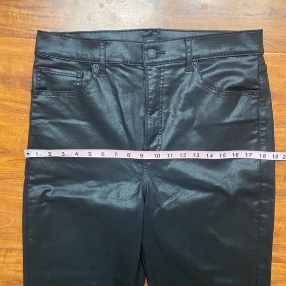 Express Womens Black Shiny Super High Rise Modern Straight Stretch Pants Size 10 - Picture 12 of 14